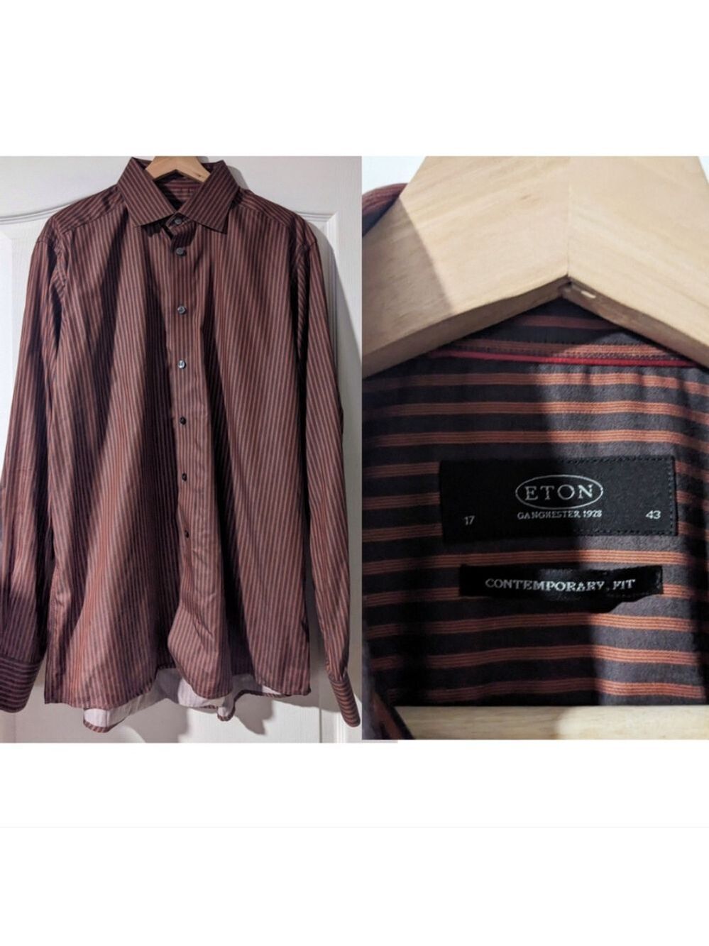 Eton | Contemporary fit shirt in brown/orange stripe